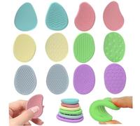 Blablablalu Sensory Stones 12Pcs Different Texture & Shape Silicone Worry Stone for Calming, Entertaining & Stress Relief, Colorful Flexible & Quiet Fidget Toys for Kids Sensory Stones