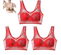 Blaciokamith Super Gather - Brasier de seda de hielo con encaje refrescante, cómodo, sin costuras, sin varillas, para mujeres mayores, 3pcs-e, L