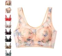 Blaciokamith Super Gather - Brasier de seda de hielo con encaje refrescante, cómodo, sin varillas, realce hacia arriba, para mujeres mayores, Piel, 6XL