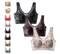Blaciokamith Super Gather - Brasier de seda de hielo con encaje refrescante, corsé cómodo de encaje suave para uso diario, sujetadores para mujeres mayores, 3pcs-a, L