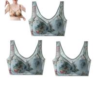 Blaciokamith Super Gather - Brasier de seda de hielo con encaje refrescante y cómodo, brasier sin costuras para uso diario, sin costuras, realce, 3pcs-j, 3XL