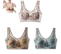 Blaciokamith Super Gather - Brasier de seda de hielo con encaje refrescante y cómodo, brasier sin costuras para uso diario, sin costuras, realce, 3pcs-a, L