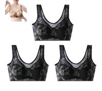 Blaciokamith Super Gather - Brasier de seda de hielo con encaje refrescante y cómodo, brasier sin costuras para uso diario, sin costuras, realce, 3pcs-i, 3XL