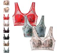 Blaciokamith Super Gather - Brasier push-up sin costuras de seda de hielo con encaje, sin costuras, para mujeres mayores, 3pcs-c, M