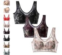 Blaciokamith Super Gather - Brasier push-up sin costuras de seda de hielo con encaje, sin costuras, para mujeres mayores, 3pcs-a, XXL