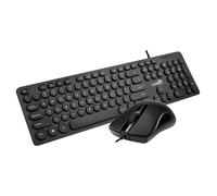 (Black) 1 Set 1900 Wired Keyboard Punk Round Cap Mute Portable Computer USB Gaming Mouse for Desktop