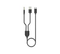 (Black) 1 Split 2 Type C To Usb A 3.5mm Aux Cable Stereo Hifi Sound For Car Speakers