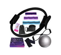 (Black) 11pcs Pilates Kit Essential Set for Women with Pilates Ring, Ball, Resistance Bands & More for Home Workouts Versatile Resistance Levels