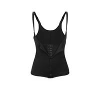 (Black) 3 Clip&1 Zip 6 Steel Boned Waist Trainer Corset Sport Workout Body Shaper Tummy Control