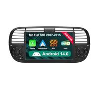 【Black 4+64GB】 Radio para Fiat 500 2007-2015 con Pantalla táctil de 7 Pulgadas, Android 14 Radio Soporte inalámbrico Carplay/Android Auto GPS Navi WiFi 4G Bluetooth5.0 FM RDS DSP SWC Dab+ OBD USB