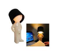 (Black)A Little Shy Man Naughty Little Boy Desk Lamp, Small Table Lamp Bedside Night Light[PB]