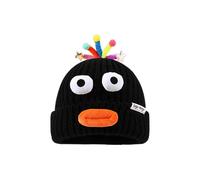 (Black) Adorkable Unisex Beanie Hat Girls Full Lips Style Photo Props Versatile Baggy Cap Hat for Autumn and Winter Yellow