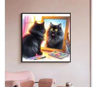 Black Amazing Cat Jigsaw Puzzle 70 Pieces 45x45cm/18x18inch, Difficult Jigsaw Puzzles for Adults 70, Beautiful Art Work, Great Festive Puzzle Gift for Men/Women