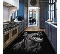 Black and 180x270cm White Dot Painting Pointillism Alfombra for salon Snarling Doberman Throw Alfombrilla antideslizante lavable Dog Animal Tapete resistente a las manchas Fluffy dormitorio Playroom