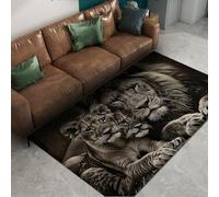 Black and 90x180cm White Photography Art Alfombra Wildlife Theme Thin lavable Alfombrilla resistente a las manchas antideslizante Backing Tapete for salon dormitorio Lion Cubs estampado Home Decor
