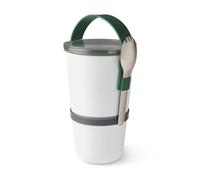 Black and Blum BAO-BP010 Pot Original apilable sin BPA, a prueba de fugas, apto para microondas, contenedor de alimentos, con tenedor de acero inoxidable, plástico, oliva