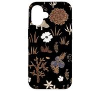 Black and Brown Cottagecore Mushroom Fall Nature Moss Carcasa para iPhone 16