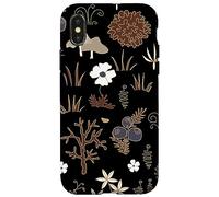 Black and Brown Cottagecore Mushroom Fall Nature Moss Carcasa para iPhone X/XS