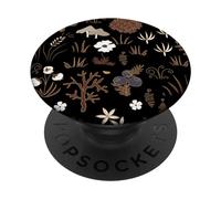 Black and Brown Cottagecore Mushroom Fall Nature Moss PopSockets PopGrip Adhesivo