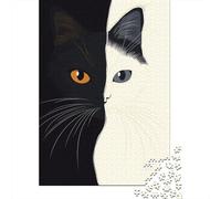 Black and Gato Blanco Puzzle De 1000 Piezas Animales Rompecabezas Adultos De 1000 Piezas Obra De Arte Entretenimiento Creativo 1000pcs (75x50cm)