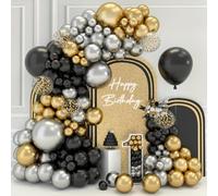 Black and Gold Balloons Party Decorations, Balloon Arch - Gold Balloons, Black and Silver Balloons, Gold Confetti Balloons, for Birthday Decorations, Graduation, Wedding, Prom, Retirement, New Year…
