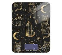 Black and Gold - Báscula digital de cocina portátil de tarot gótico para gatos, 11 libras/1 onzas, 5 kg/5 g, 4 unidades para especias para cocinar y perder peso (pilas no incluidas)