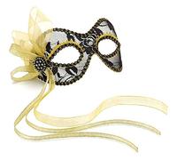 Black and Gold Lace Mardi Gras Mask Standard