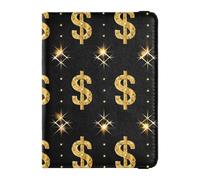 Black and Gold Shine Dollars - Soporte de cuero para pasaporte, cartera para pasaporte, combo con ranura para tarjeta de vacunación, impermeable, Dólares brillantes negros y dorados, 1 size