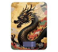 Black and Golden Dragon - Báscula digital impermeable para alimentos de cocina, 11 libras/1 onzas, 5 kg/5 g, báscula digital digital en gramos y onzas con 4 unidades para hacer jabón, especias de