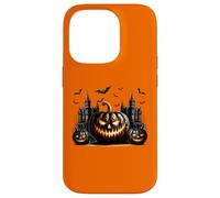 Black and Orange Halloween Must Haves Creepy Pumpkin Face Carcasa para iPhone 14 Pro