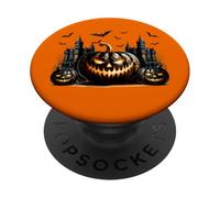 Black and Orange Halloween Must Haves Creepy Pumpkin Face PopSockets PopGrip Adhesivo