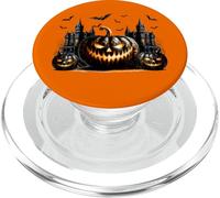 Black and Orange Halloween Must Haves Creepy Pumpkin Face PopSockets PopGrip para MagSafe