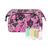 Black and Peach - Bolsa de viaje para castillo de Halloween, ligera, bolsa de maquillaje de viaje, joyería para mayor capacidad, cosméticos de viaje