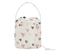 Black and Peach Lovely Valentine's Day Love - Bolsa de hilo pequeña con agujeros, almacenamiento de viaje para agujas de ganchillo