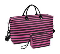 Black and Peach Rule Lines - Bolsa de viaje para la noche, bolsa de mano para gimnasio, bolsa de mano con correa ajustable para viajes, multifuncional
