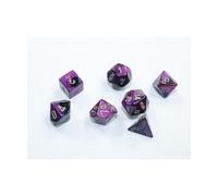 'Black and Purple Gemini Mini Dice with Gold Colored Numbers 10mm (3/8