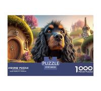 Black and Tan Cocker Spaniel Dog 1000 Piezas Cartón Fuerte Rompecabezas Fantasy Dog Decor Liberador De Estrés Juego Familiar Puzzle para Adultos Y Niños 38x26cm/1000pcs