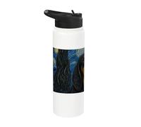 Black and Tan Coonhound Dog Van Gogh Noche estrellada Stainless Steel Insulated Water Bottle