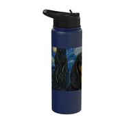 Black and Tan Coonhound Dog Van Gogh Noche estrellada Stainless Steel Insulated Water Bottle