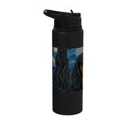 Black and Tan Coonhound Dog Van Gogh Noche estrellada Stainless Steel Insulated Water Bottle