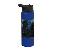 Black and Tan Coonhound Dog Van Gogh Noche estrellada Stainless Steel Insulated Water Bottle