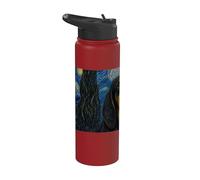 Black and Tan Coonhound Dog Van Gogh Noche estrellada Stainless Steel Insulated Water Bottle