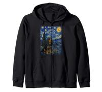 Black and Tan Coonhound Dog Van Gogh Noche Estrellada Sudadera con Capucha