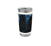 Black and Tan Coonhound Dog Van Gogh Noche estrellada Vaso térmico de acero inoxidable de doble pared