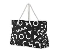Black and White Art (26) bolsas de viaje resistentes para mujer con bolsillos laterales, bolsa de viaje para piscina, gimnasio, comestibles y viajes
