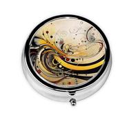 Black and White Artworks - Organizador de pastillas personalizado único - Pastillero de viaje para 7 días AM PM con diseño de impresión completa - Mini organizador de medicamentos chapado en hierro