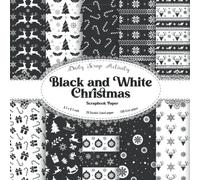 Black and White Christmas Scrapbook Paper: Christmas Tree Pattern For Scrapbooking, Junk Journal, Double Sided Decorative Craft Paper, Gift Wrapping, ... Mixed Media Art (Santa Pattern, Snow)