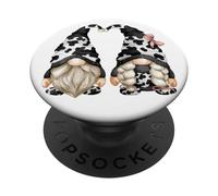 Black and White Cow Gnomes For Farmer with Farm Animal PopSockets PopGrip Adhesivo