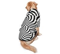 Black and White Dizzy Lines - Sudadera con capucha para perros medianos y grandes, abrigo de invierno para mascotas, color negro