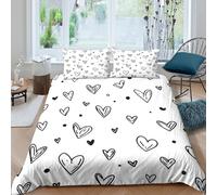 Black and white doodle Funda Edredon Microfibra Suave 3 Piezas Compuesto Estampado 3D Black and blanco doodle Funda de Edredón con Funda de Almohada Antibacteriana for Ancianos King（220x240cm）